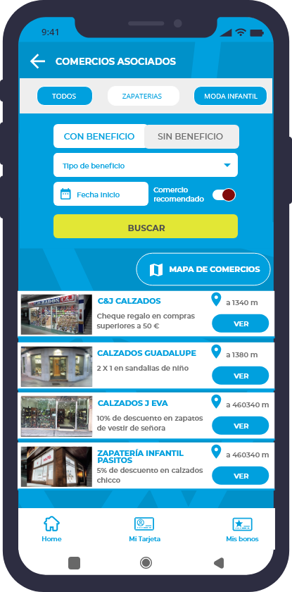 Lista de comercios con KeySmartCity